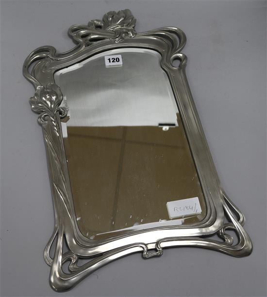 An Art Nouveau pewter mirror by Argentor of Vienna